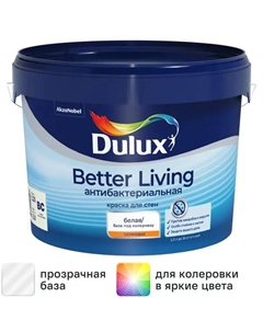Краска для стен и потолков Антибактериальная матовая прозрачная база BC 2.25 л Dulux