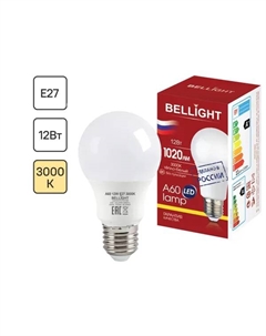 Лампа светодиодная E27 220-240 В 12 Вт груша матовая 1020 лм теплый белый свет Bellight