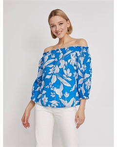 Блузка из хлопка с открытыми плечами и принтом Zolla