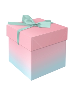 Коробка складная подарочная "Duotone. Mint-Pink gradient", 15*15*15 см, с лентой Meshu