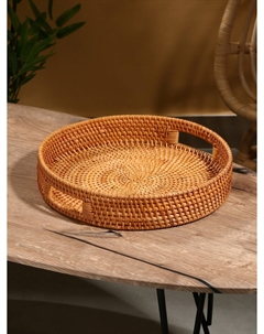 Поднос круглый, 35×6 см, ротанг Nobrand