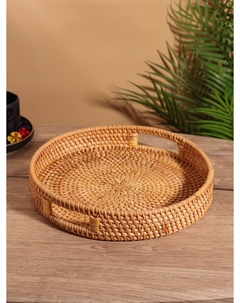 Поднос круглый, 30×5 см, ротанг Nobrand