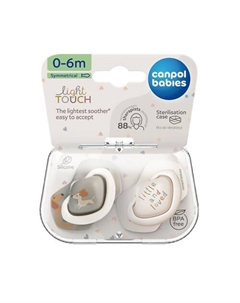 Пустышка Light touch Силиконовая симметричная 0-6 месяцев, DOGS Canpol babies