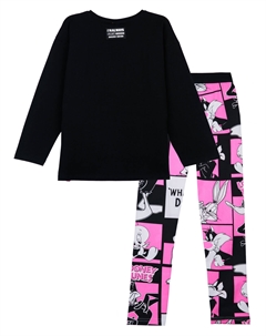 Комплект трикотажный для девочек: фуфайка (футболка), брюки (легинсы) Playtoday tween