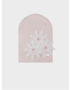 Розовая шапка с аппликацией "цветы" Il trenino