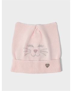 Шапка с мордочкой кота из страз, розовая Il trenino