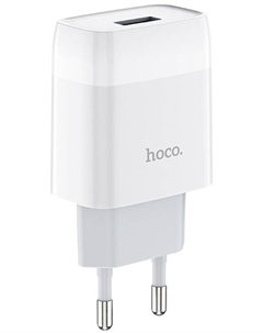 Зарядное устройство сетевое Hoco C72A 6931474713018 1 USB, 2100mA, пластик, кабель Type-C, цвет: белый (1/30/180)