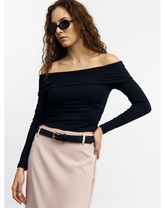 Трикотажный лонгслив с открытыми плечами Zolla