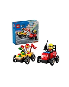 Конструктор Набор гоночных машин: Пицца против пожарной машины CITY 60458 Lego