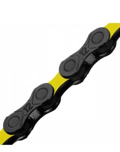 Цепь велосипедная DLC12 Waxed 12 скоростей, 126L, черно-желтый, BD12BY26W Kmc
