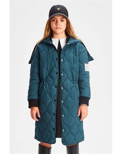 Стеганное пальто с капюшоном на кулиске Смена