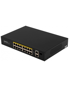 Коммутатор Netis P116GH (L2), 16x100 Мбит/с, 2x1 Гбит/с, 1SFP 16PoE 16PoE+, 240W, неуправляемый