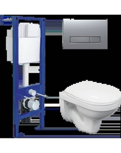 Комплект унитаза Gamma с инсталляцией Atom Line белый 043339 с сиденьем микролифт и клавишей смыва хром матовый Berges