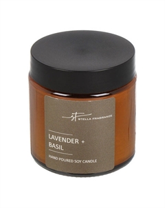 Свеча в банке STELLA FRAGRANCE Lavender Basil 6х6,5см 30ч/г ароматизированная Нет марки