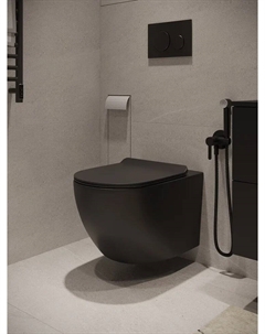 Унитаз подвесной AT03144 безободковый, с сиденьем микролифт, черный Agger