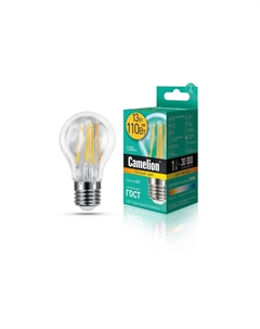 Лампа светодиодная E27 груша/A60, 13Вт, 3000K / теплый свет, 1200лм, филаментная, Camelion LED13-A60-FL/830/E27 (13716)