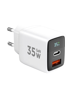 Сетевое зарядное устройство Cablexpert 35 Вт, USB, USB type-C, Quick Charge, PD, 3А, белый (MP3A-PC-52)