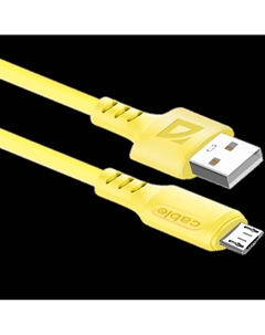 Кабель USB(Am)-Micro USB(Bm), 2.4А, 1 м, желтый, Defender F207 (87108YEL)