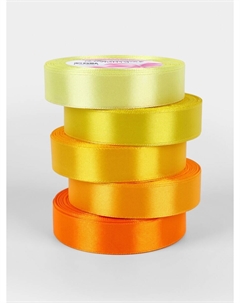 Атласная лента, набор 5 шт., 20 мм, 23±1 м, желтый, оранжевый Арт узор