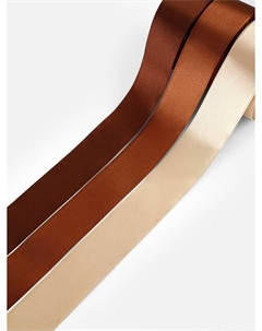 Атласная лента, набор 3 шт., 40 мм, 23±1 м, коричневая, бежевая Арт узор