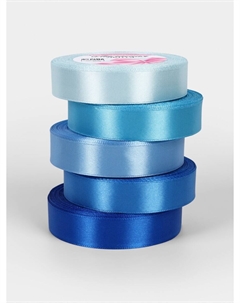 Атласная лента, набор 5 шт., 20 мм, 23±1 м, синяя, голубая Арт узор