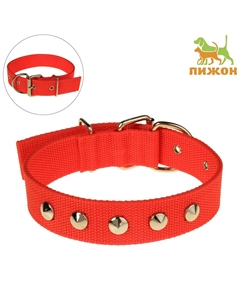Ошейник клепаный, 48,5 х 3 см, ош 31-40 см, полиэстер, красный Пижон
