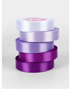Атласная лента, набор 5 шт., 20 мм, 23±1 м, фиолетовая, сиреневая Арт узор