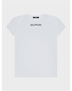 Футболка с лого из стразов Balmain