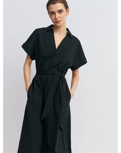 Платье-рубашка из хлопка с коротким рукавом и поясом Zolla