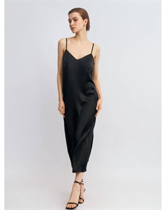 Атласное платье-комбинация миди на бретельках Zolla