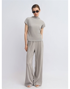 Широкие брюки из фактурной ткани на резинке Zolla