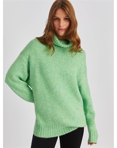 Вязаный шерстяной свитер объёмного фасона с воротником-гольф Zolla