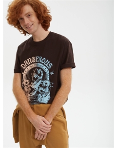 Футболка из хлопка с принтом Zolla