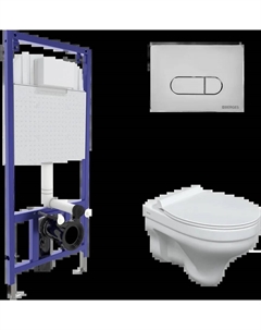 Комплект унитаза Albit S с инсталляцией Novum белый, с сиденьем микролифт и клавишей смыва D3 хром глянец Berges