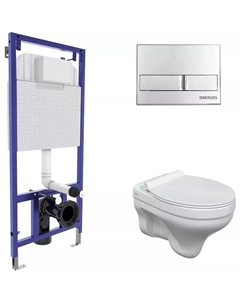 Комплект унитаза с инсталляцией Novum с сиденьем микролифт и клавишей смыва хром глянцевый Berges