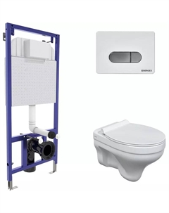 Комплект унитаза с инсталляцией Novum с сиденьем микролифт и белой клавишей смыва Berges