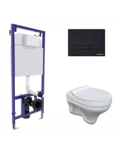Комплект унитаза с инсталляцией Novum с сиденьем микролифт и черной клавишей смыва Berges
