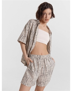 Шорты домашние женские бежевые с принтом Mark formelle