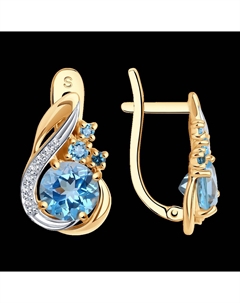 Серьги из золота с голубыми и синими топазами и фианитами Sokolov