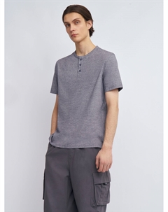 Футболка хенли из хлопка в полоску Zolla