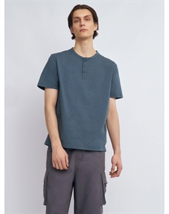 Футболка хенли из хлопка в полоску Zolla