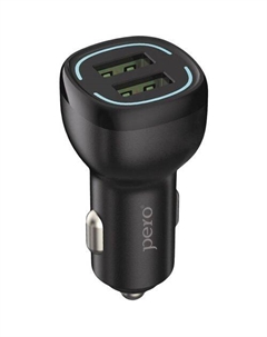 Автомобильное зарядное устройство PERO AC04, 2xUSB-A, 12Вт, 2.4A, черный Péro
