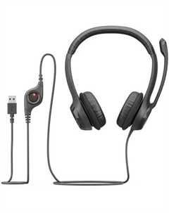 Гарнитура H390, для контактных центров, накладные, проводные, черный Logitech