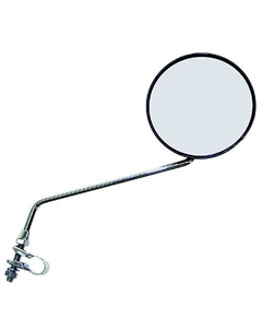 Зеркало вело/скутер/мопед антиблик плосокое круглое D=105мм кольцевое крепление серебристое, 5-270908 M-wave