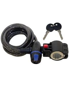 Велосипедный замок, тросовый, на ключ, с креплением, 10 х 1800мм, черный, 5-233840 M-wave