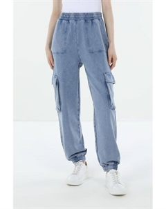 Брюки хлопковые на эластичном поясе с карманами Hugo blue