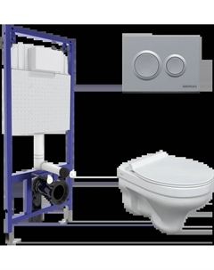 Комплект унитаза Albit S с инсталляцией Novum белый, с сиденьем микролифт и клавишей смыва O2 хром матовый Berges