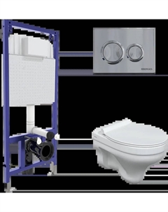 Комплект унитаза Albit S с инсталляцией Novum белый, с сиденьем микролифт и клавишей смыва O3 хром глянец Berges