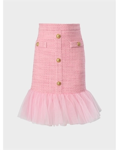 Розовая юбка из твида Balmain