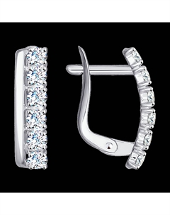 Серьги из белого золота с фианитами Sokolov